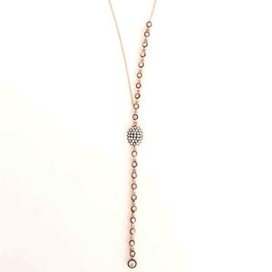 Rose Gold Tone Y Long Pendant 925K Necklace